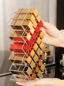 Acrylic Multi-Compartment Lipstick Storage Box, Transparent Lip Gloss Organizer Display Rack - 1PC - View 10
