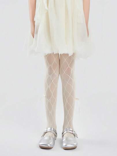 2 Pairs Girls' Lightweight Cute And Sweet Style Tights/Dance Socks,Belted Striped Pantyhose For Spring/Summer.Suitable For Daily Wear, School Events, Class Reunions, And Parties