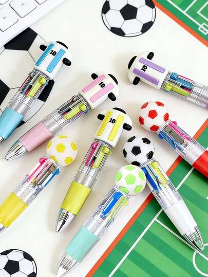 4pcs/Set 4-Color Football Pens, Football Jersey #10 Retractable Pens, Fun Stationery Set, Suitable As Gifts For Boys And Girls, Classroom Rewards, Party Favors, Birthday Presents, Cute Multi-Color Pens, Football Gathering Souvenirs, Suitable Small Surprise Gifts For Children, Home Decor Party Supplies