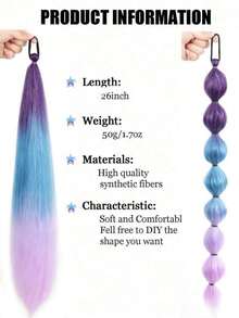 1-2pcs 26 Inch Deep Green DIY Braiding Hair Extensions | Women's Synthetic Yaki Straight Heat Resistant Fluffy Ponytail | Suitable For Halloween, Christmas, Holiday Parties - Multicolor - View 2