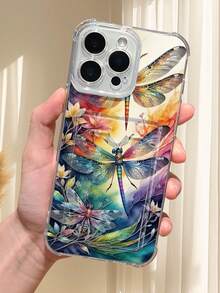 1PC Arte acuarela de libélulas coloridas y flores de ensueño: Funda transparente tipo billetera, protección completa para la cámara, compatible con iPhone 17/16/15/14/13/12/11/Pro/ProMax, compatible con Galaxy A54/S24 Ultra/Plus, compatible con Moto/Galaxy/Redmi/Honor/OPPO, a prueba de golpes y almacenamiento, diseño minimalista - transparente - Ver 4