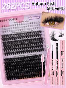 294/282 C型卷翘自然假睫毛，柔软睫毛簇，长度5-18mm，睫毛根部5-7mm，精致自然，C型卷翘，宽幅设计，DIY睫毛嫁接，单根睫毛，纤细睫毛条，适用于下睫毛 - 粉色 - 查看 13