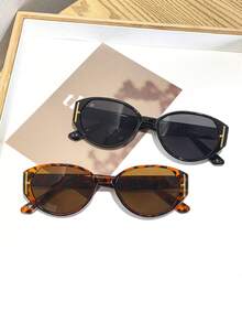 2pcs Retro Oval Frame Polycarbonate Lens Fashion Glasses, Multifunctional Outdoor Protection For Women - Multicolor - View 16