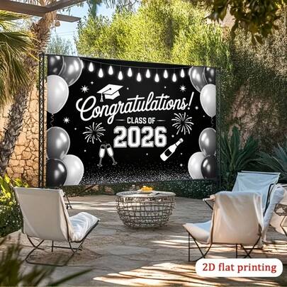 Thiết kế phẳng 2D, 1 tấm banner chúc mừng tốt nghiệp, thích hợp trang trí nhà cửa, phòng ngủ và tường - Thiết kế cuộn giấy tốt nghiệp và bằng tốt nghiệp nhiều màu sắc, được chế tác đặc biệt cho các lễ kỷ niệm tốt nghiệp, kiểu dáng phẳng 2D.