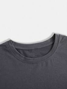 ONE WAVE Men's Casual Versatile Sculptural Element Print Short Sleeve T-Shirt - Dark Grey - View 6
