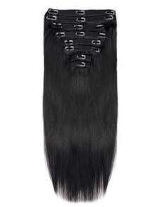 Clip In Hair Extensions Real Human Hair Remy Human Hair Extensions Clip Ins For Women Brazilian Hair Extensions 8pcs Per Set With 18 Clips Double Weft Natural Black - Natural Black - View 5