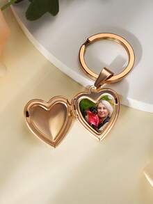 1pc Customized Colorful Portrait Photo Keychain - Heart-Shaped Hinge Customized Letter & Photo Elegant Keychain For Women - Colorful Photo Hinge Keychain - Customized Gift For Girlfriend - Handmade Exquisite Keychain - Minimalist Customized Alloy Keychain - Anniversary Gift - Personalized Gift For Best Friend - Gift For Mother - Elegant Accessory For Girlfriend - Minimalist Keychain - Birthday Gift - Wedding Gift - Commemorative Gift - Preserve Your Precious Memories! - Custom Heart-shaped Keychain - View 5