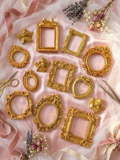 20个/15个/12个复古迷你巴洛克博物馆树脂相框 DIY装饰娃娃屋雕像相框 朋友惊喜个性化生日礼物 活动派对礼物