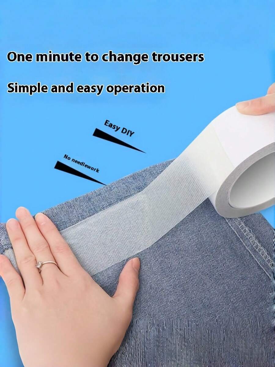 Ruban adhésif pour ourlet de pantalon - sans couture ni repassage - 1 rouleau d'outil de raccourcissement d'ourlet de pantalon - ruban fixateur pour ourlet de pantalon - ajuster les pantalons trop grands