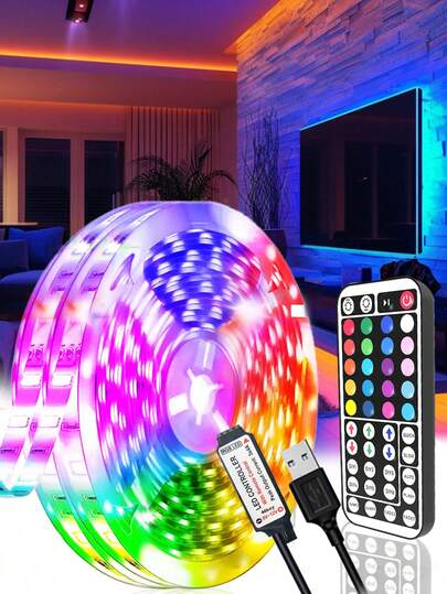 1pc 44-Key Infrared Remote Control & USB Powered Color Changing Light Strip, Suitable For Home, Garden And Party Decoration - Multi-Color Light Strip With Infrared Remote Control - Great For Anniversary, Wedding, Christmas (Batteries Not Included)