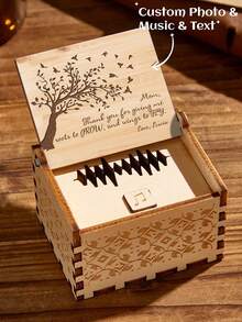 1个定制音乐盒 - 个性化激光雕刻木质纪念品，可雕刻照片和温馨寄语，母亲节、送给新妈妈、奶奶的独特礼物，增进母女情谊，第一个母亲节、周年纪念日、纪念礼物，床头记忆盒，致敬无条件的爱，夫妻互赠礼物，送给情侣、父母、祖父母、她/他的礼物，家居装饰，床头柜配件 - 母親款式 - 查看 11