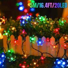 20/50/100 LED Luces solares para jardín - 5m/7m/12m, 8 modos de iluminación, luces solares de flores de cerezo para exteriores, control de luz inteligente, sin costo eléctrico, adecuado para jardín, patio, cerca, árbol, balcón, pabellón, casa, decoración de ventanas, creando una atmósfera de iluminación soñadora - a prueba de viento, fácil de instalar, talla grande adecuado para el hogar, cumpleaños, fiesta, Pascua, decoración de celebración de días festivos, regalo del Día de la Madre, decoración de hadas para exteriores - Luces de jardín - Ver 22