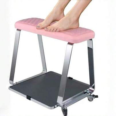 Movable Pedicure Foot Rest Trolley Cart - Foot Bath Cart With Memory Foam Cushion, Tray & Wheels, Ideal For Beauty Salon.Foot Bath Cart: The Foot Bath Cart Is Designed With A Spacious Tray And Smooth Wheels, Making It Convenient For Use, Suitable For Beauty Salon