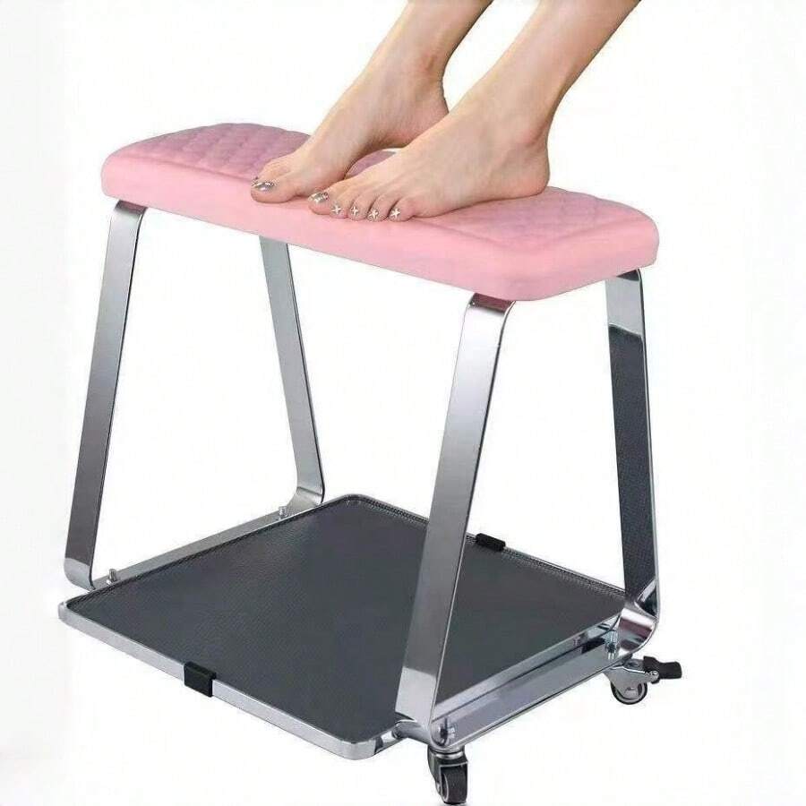 Carrito con pedal móvil para el cuidado de los pies - Carrito de spa para los pies con almohadilla de espuma de memoria, bandeja y ruedas, ideal para uso en salones. El carrito del spa para los pies cuenta con una bandeja espaciosa y ruedas suaves para un uso conveniente, perfectamente adecuado para salones - Rosa - Ver 1