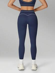 MFVIM Women's Spring/Summer Sports Bra And Leggings Set, Women's Casual Sports Outerwear Fitness 2-Piece Set, Leggings With Butt Lifting And Tummy Control, Slim Fit, Breathable And Comfortable, Suitable For Daily Casual, Outdoor, Running, Cycling, Yoga, Pilates, Gym Workout - Navy Blue - View 9