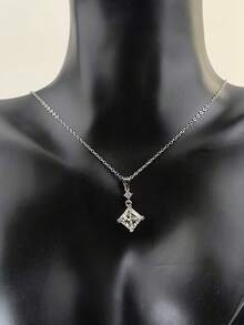 Mặt dây chuyền đá Moissanite loại D, độ tinh khiết VVS1, kích thước 1-3 carat, kiểu cắt Princess, bằng bạc sterling 925, thích hợp làm quà tặng đám cưới, lễ đính hôn, Ngày của Mẹ và Ngày Valentine, kèm theo giấy chứng nhận Moissanite và hộp đựng trang nhã. - trắng - Xem 9