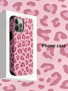 1pc Leopard Pattern Faux Leather Shock-Proof Soft Phone Case With Sound Enhancing Design, Compatible With Iphone 17 Pro Max/16 Pro Max/16 Plus/13 Pro Max/14 Pro Max 13 14 11 12 Pro 11/15 Pro, Galaxy S24 Ultra, Holiday Gift - Pink - View 2