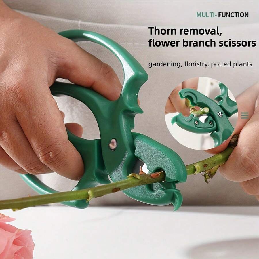 1pc Floral Scissors, 2-In-1 Flower Stem Trimmer, Stainless Steel Gardening Shears, Rose Thorn Stripper, Suitable For Florists, Floral Arrangement Scissors