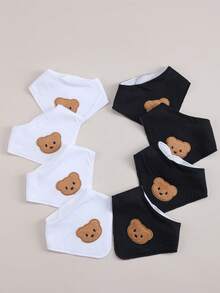 8pcs Baby Bibs, Soft Absorbent Adjustable Snap Triangle Bibs - Black and White - View 4