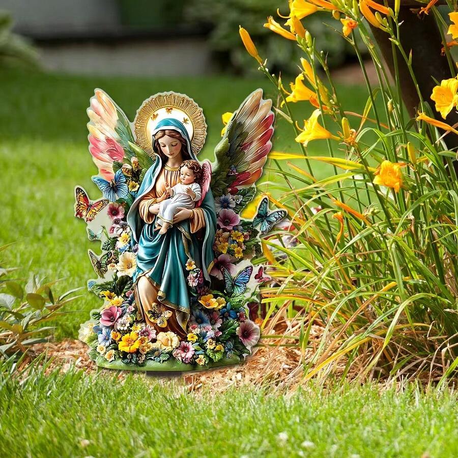 2D Ornement acrylique de fée mère et fleur, décoration de jardin extérieur et de maison, cadeau pour la fête des mères