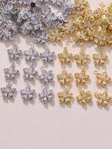 1件/3件/10件装 DIY花朵微镶锆石首饰配件吊坠，精致百搭，可制作成耳环、项链、手链、首饰等。 - DIY花朵吊墜 - 查看 2