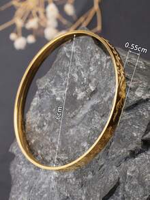 1pc Stainless Steel Bangle, Material, Harmless To Body, Eternal Classic Element, High-Quality Minimalist Style, Suitable For Daily Wear - Gold-c - View 2