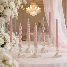 1支18厘米（7.08英寸）粉色多风格长柄蜡烛，适用于酒店、香薰、氛围营造、桌面装饰，欧式浪漫风格，适用于婚礼、西式餐饮、婚礼装饰、香薰礼品和男女皆宜的礼品。也适用于户外野餐和应急照明。 - 彩色 - 查看 8