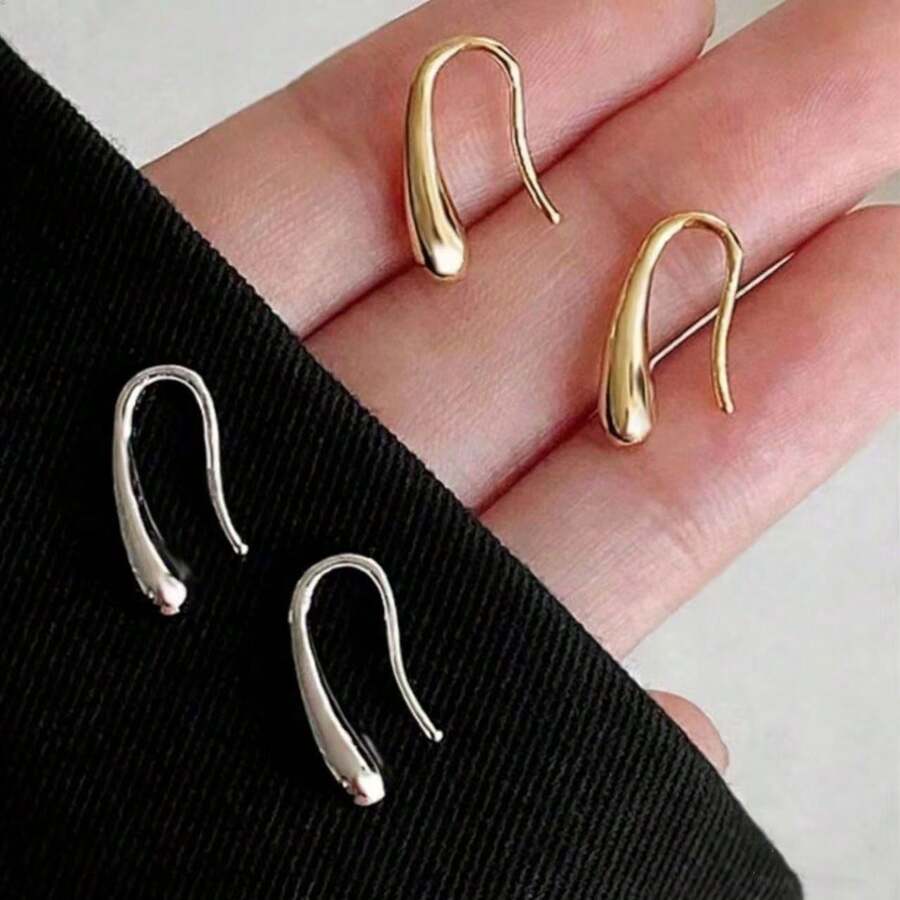 1 Pair Minimalist Small Earrings With Quality Earring Hooks, Suitable For Women's Casual Daily Wear - Multicolor - View 1