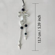 1pc Sweet & Cool Black & White Bow, Star, Heart Shaped Phone Lanyard - Multicolor - View 11