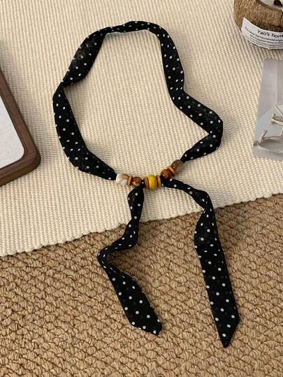 1pc Polka Dot Beaded Scarf Chain, Fashionable Accessory For Personal Style
