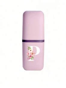 Pink Portable Travel Toothbrush Cup, Haitang Flower Letter A-Z Pattern, Mouthwash Cup, Household Bathroom Storage, Mouthwash Cup, Travel Toothbrush Box, Makeup Brush Storage Box, Multifunctional Toothbrush Cup, Alcohol Free, Plastic Material, Compact Design, Very Suitable For Oral Care Anytime, Anywhere. Outdoor Business Travel Supplies Box, Suitable For Travel, Camping, Business Trips, And School, Essential For Outdoor Travel - Multicolor - View 18
