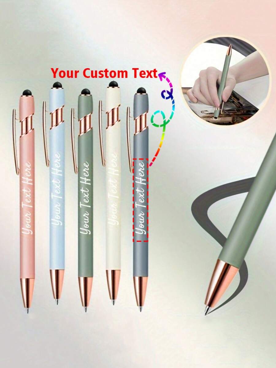 Customized Text/Logo Aluminum Barrel Ballpoint Pen, Metal Medium Ballpoint Pen With Push Button - Multicolor - View 1