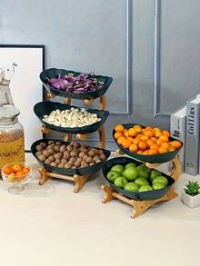 2/3 Tier Fruit Rack Snack Storage Tray - Plastic Fruit Bowl Set Suitable For Kitchen And Dining Room - Multi-Layer Fruit Snack Dessert Plate - Christmas Gift - Multicolor - View 5