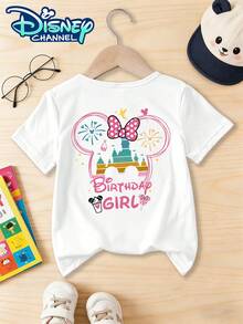 Disney Minnie Mouse Birthday Celebration Double-Sided Print - Infant And Toddler T-Shirt Design Short-Sleeved Casual Style Cute Style Comfortable And Loose Fit Suitable For Young Children Perfect For Parties And Playtime Machine Washable - trắng - Xem 3