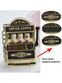 1pc Mini Slot Machine Keychain, Mini Casino Lucky Charm Keyring, Pocket Stress Relief Toy Pendant - Multicolor - View 8