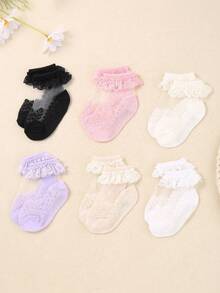 Meias de dança para bebês meninas, com detalhes em renda de seda e vidro (12/6/1 pares), ideais para o verão, festas e como presente. Tamanho único, serve para bebês de 0 a 36 meses. Meias de princesa. Ótima opção para presente de Dia dos Namorados. - Multicolorido - Ver 4