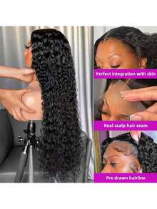 bling hair Deep Wave 13x4 13x6 Lace Front Wigs Human Hair 200% Density 4x4 Transparent Lace Frontal Wigs Human Hair Pre Plucked 26 Inch Glueless Deep Curly Drawstring 13x4 13x6 Transparent Lace Frontal Wear And Go Wig For Women Natural Color 30 Inch - Natural Black - Xem 2