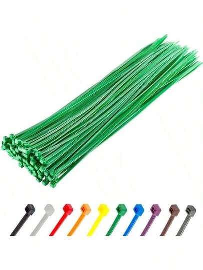 Garden Green Nylon Cable Ties, High-Strength Type, 100-Pack, With Tensile Strength Of Up To 120 Pounds. High-Quality Nylon Cable Ties, Suitable For Indoor And Outdoor Use. Self-Locking Plastic Ties, Self-Locking Fastening Rings, Heavy-Duty Sealing Wrap Bands, Straps, Multi-Functional Organizing Boxes, Cable Ties.