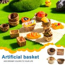 12pcs Mini Woven Basket And Furniture Resin Decor Set, Classic Mixed Styles, Multipurpose Resin Jewelry Making Tool Kit, Battery-Free, Suitable For Keychains, Crafts And Decorations - A404-01 - View 9