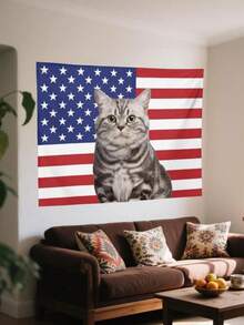 1pc Customized American Flag Banner With Your Photo Printed, Fun Decoration For Club, Concert, Bar, Dorm, Living Room, Bedroom And More. Exquisite Decor, Modern Fashionable, Customizable, Personalized, Unique. - Multicolor - View 4