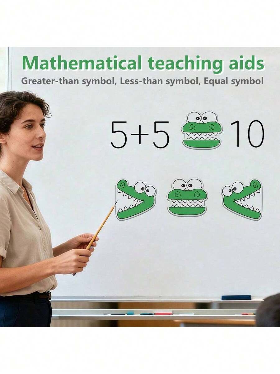 3片装小学数学教具磁性贴纸黑板墙贴磁吸式算术互动教学工具计算工具课堂互动游戏教具大于数小于数等于数比率教具磁性教具小学课堂教学认知早期教学工具儿童早期教育贴纸 - 彩色 - 查看 1
