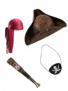 Unisex Brown Sailor Pirate Hat Triangular Cap Fashion Captain Hat Performance Costume Fun Hat Masquerade Cosplay Prop Pirate Hat Pirate Bandana Pirate Eye Patch Performance Prop Holiday Costume Prop - Pirate Hat - View 5