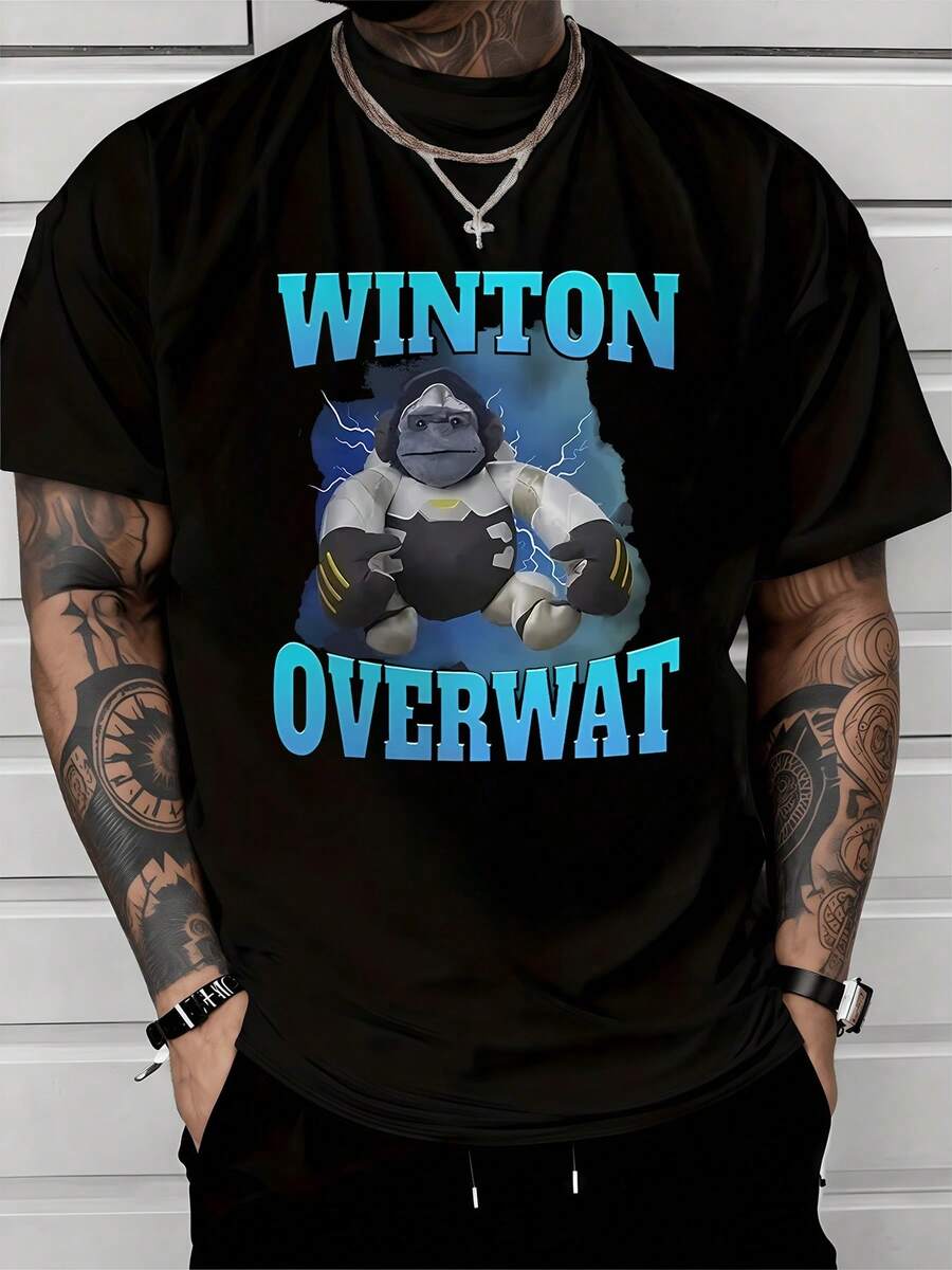 Gorila cibernético con armadura avanzada emitiendo rayos eléctricos simboliza fuerza inteligencia y energía inagotable representando el espíritu de superación y poder interior camiseta de hombre cómoda moderna casual para uso diario - Negro - Ver 1
