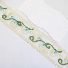 7.5cm Wide Lace Trim Ribbon, Delicate Cotton Embroidered Ribbon For Wedding/Bridal Decor, DIY Crafts Sewing, Home Decor, 1 Yard (Blue Beige) - Multicolor - View 5