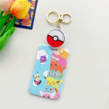 Anime Card Holder With Keychain Character ID Badge Holder Cartoon Poke Ball Keyring - Multicolor - View 14