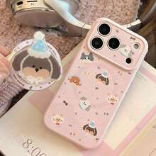 1个可爱卡通狗狗猫咪涂鸦狗狗磁性手机支架，适用于 17/17 Pro Max，软壳手机壳，可爱、少女、创意、几何、卡通风格、小众、ins风 - 芭樂粉 - 查看 6