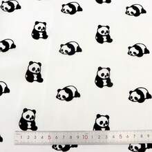 1pc Velvet Panda Animal Pattern Plain Plain Shimmering Ice Flower Wrinkled Organza100% Polyester Fabric | 59.05x19.68 Inch - Black Panda, Tulle Mesh With 3D Panda Pattern | DIY Bows, Party Capes & Photo Backdrops - Default - View 4