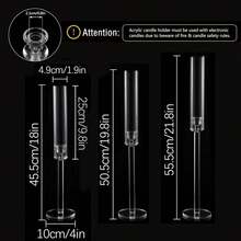 24Pcs Clear Candelabra Candle Holder,Acrylic Taper Candle Tall Candlestick Holder With Cylinder Shade For Wedding Dinner Party Graduation Christmas Event Home Table Decorations,No Candles Included - 燭台透明 - 查看 6