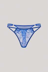 Hourtrue 3pcs/Set Women's Sexy Navy Blue Lace Underwear Set, Elegant French Style Supportive & Breathable Lingerie - Blue - View 6