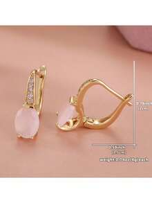 Elegant Pink Oval Pearl Earrings, Beautiful Accessory For Women's Back To School, Party, Date, Ideal Birthday Gift - Pink - View 9